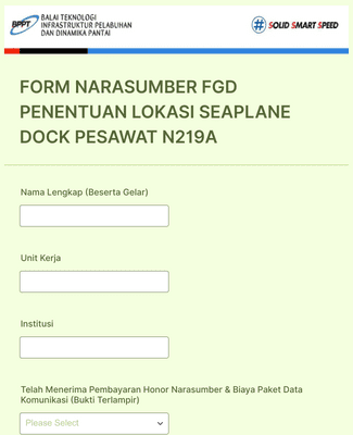 Form Templates: FORM NARASUMBER FGD PENENTUAN LOKASI SEAPLANE DOCK PESAWAT N219A