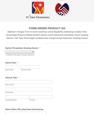 FORM ORDER PRODUCT GG