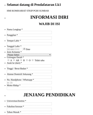 Form pendaftaran hmi
