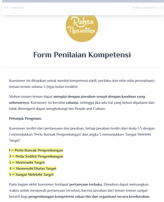 Form Templates: Form Penilaian Kompetensi Rahsa Nusantara