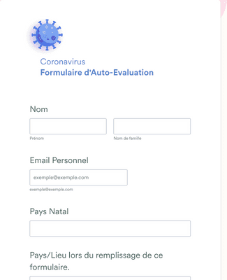 Form Templates: Formulaire d'Auto Evaluation Coronavirus