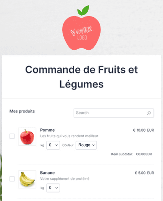 Form Templates: Formulaire de Commande de Fruits et Légumes