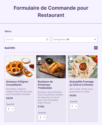 Form Templates: Formulaire De Commande Pour Restaurant