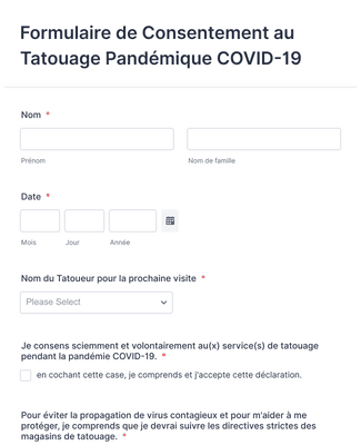 Formulaire de Consentement au Tatouage COVID-19