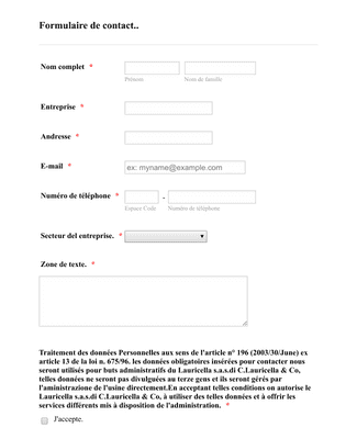 Form Templates: Formulaire De Contact Basique