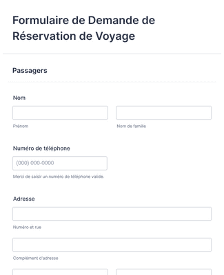 Formulaire de Demande de Réservation de Voyage Xstream/Paycation