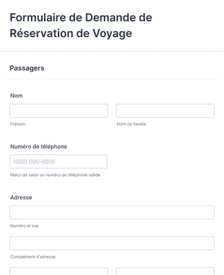 Form Templates: Formulaire De Demande De Réservation De Voyage Xstream/Paycation