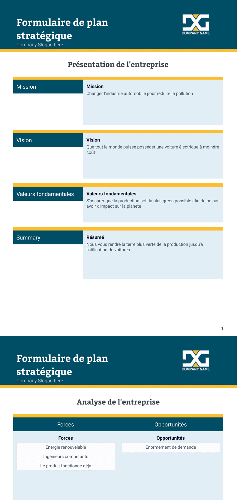 PDF Templates: Formulaire de plan stratégique