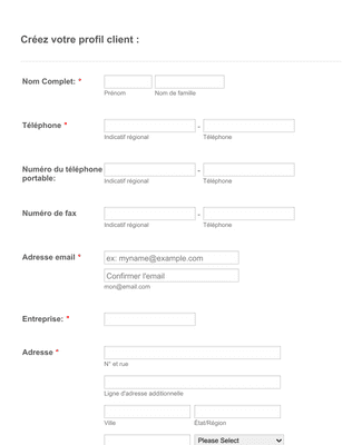 Form Templates: Formulaire De Profil Client
