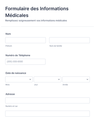 Form Templates: Formulaire d'Information sur l'Emploi Médical
