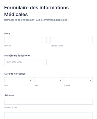 Form Templates: Formulaire D'Information Sur L'Emploi Médical