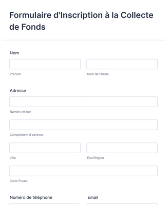 Form Templates: Formulaire d'Inscription à la Collecte de Fonds