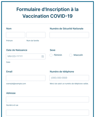 Form Templates: Formulaire d'Inscription à la Vaccination COVID 19