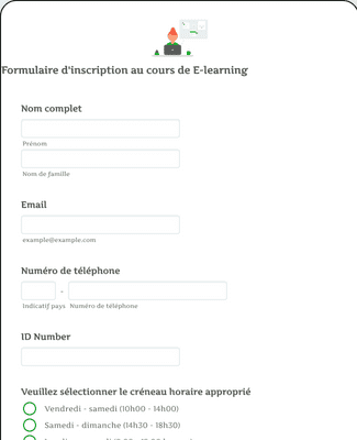 Formulaire d'inscription à un cours Modèle du formulaire | Jotform