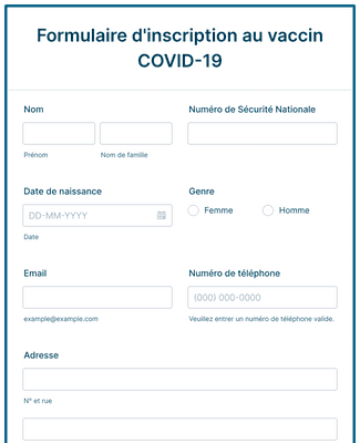 Form Templates: Formulaire D'inscription Au Vaccin COVID 19