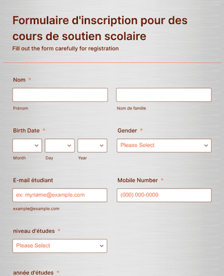 Fiche de pré-inscription scolaire Modèle du formulaire | JotForm