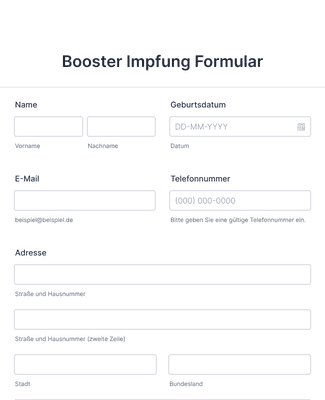 Booster Impfung Formular Formularvorlage | Jotform