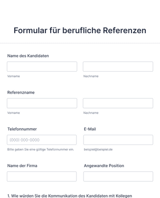 Form Templates: Formular für berufliche Referenzen