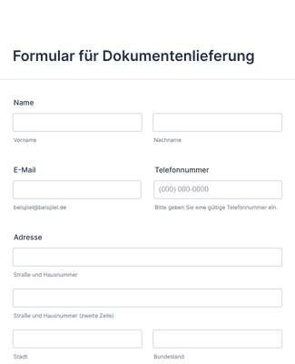 Form Templates: Formular für Dokumentenlieferung