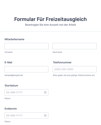 Formular Für Freizeitausgleich Formularvorlage | Jotform