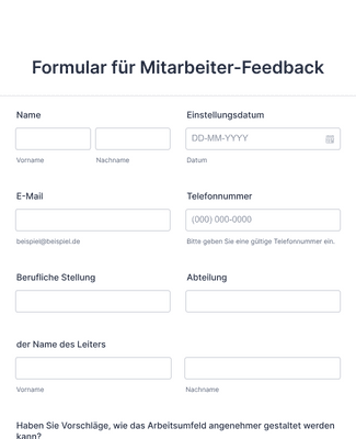 Form Templates: Formular für Mitarbeiter Feedback