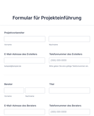 Form Templates: Formular für Projekteinführung