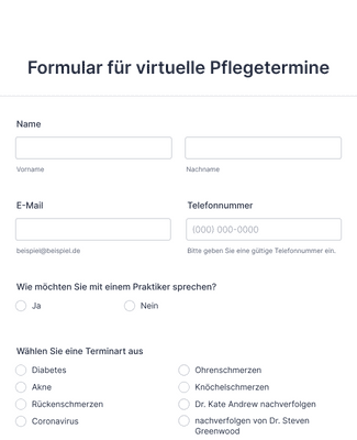 Form Templates: Formular für virtuelle Pflegetermine
