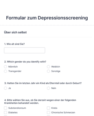 Form Templates: Formular zum Depressionsscreening