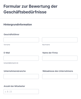 Formular Zur Bewertung Der Geschäftsbedürfnisse Formularvorlage | Jotform