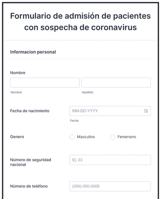 Form Templates: Formulario de admisión de pacientes con sospecha de coronavirus