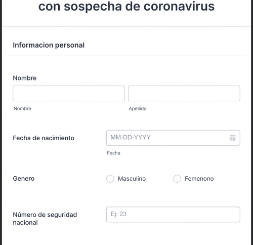 Form Templates: Formulario de admisión de pacientes con sospecha de coronavirus