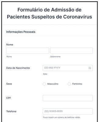 Formulário de Admissão de Pacientes Suspeitos de Coronavírus