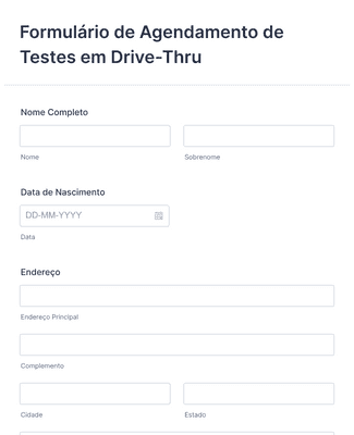 Form Templates: Formulário de Agendamento de Testes em Drive Thru