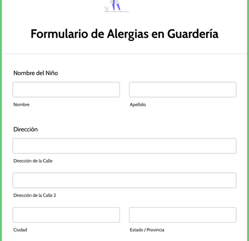 Form Templates: Formulario De Alergias En Guardería