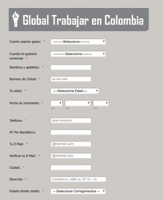 Form Templates: Formulario de Aplicación a Trabajos en Colombia