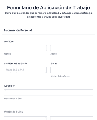 Formulario De Aplicaci N De Trabajo Plantilla De Formulario Jotform