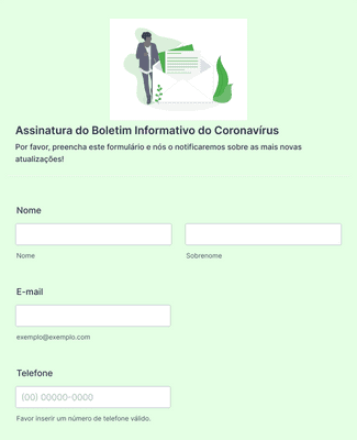 Form Templates: Formulário De Assinatura Do Boletim Informativo Do Coronavírus