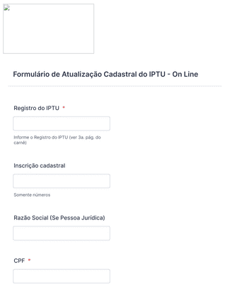 Formulário de Atualização Cadastral do IPTU - On Line