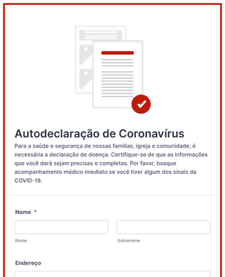 Form Templates: Formulário de Autodeclaração de Coronavírus para Igrejas