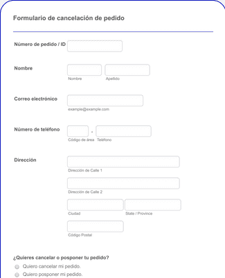 Form Templates: Formulario de cancelación de pedido