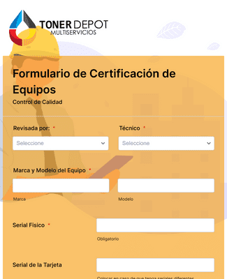 Form Templates: Formulario de Certificación de Equipos