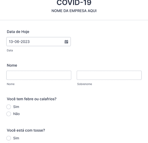 Form Templates: Formulário De Checklist Diário Dos Funcionários Durante A COVID 19