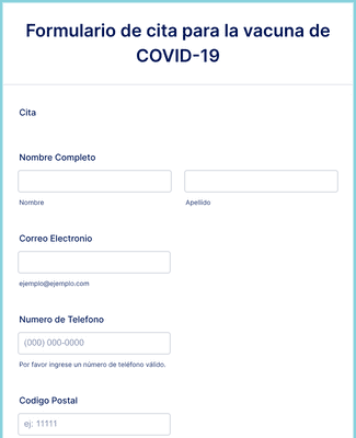 Form Templates: Formulario De Cita Para La Vacuna De COVID 19