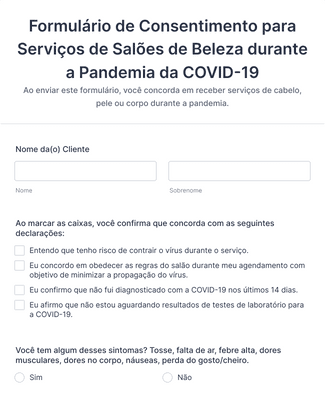 Formulário de Consentimento para Extensão de Cílios Modelo de Formulário