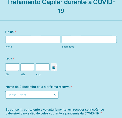 Form Templates: Formulário de Consentimento para Tratamento Capilar durante a COVID 19
