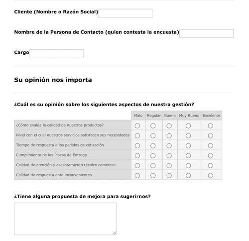 Form Templates: Formulario Encuesta De Satisfacción Al Cliente