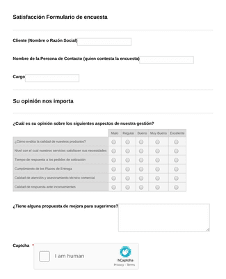 Form Templates: Formulario encuesta de satisfacción al cliente