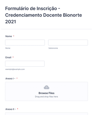 Form Templates: Formulário de Inscrição Credenciamento Docente Bionorte 2021