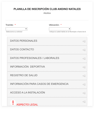 Formulario de Inscripción a Club Andino Natales