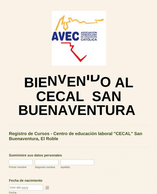 Formulario de Inscripcion de Cursos del "CECAL"
